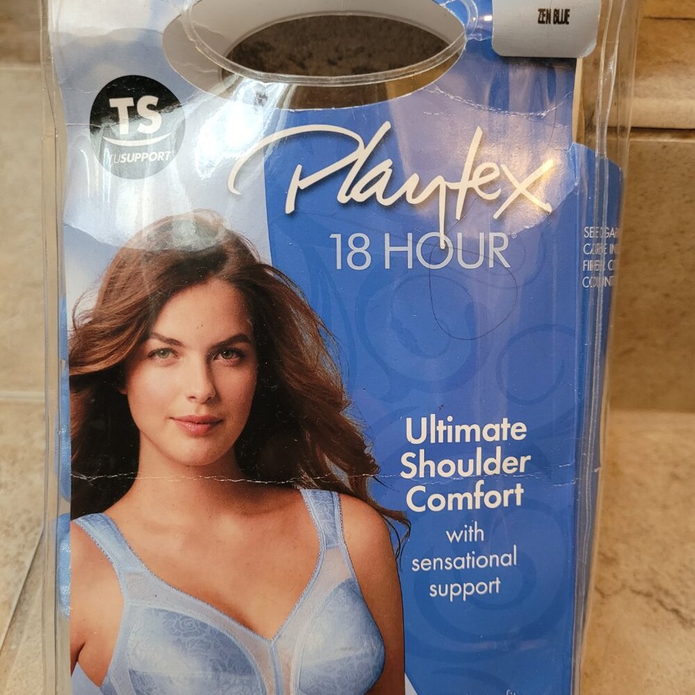 Playtex 18 Hour Ultimate Shoulder Comfort Bra Size 38C Light Blue